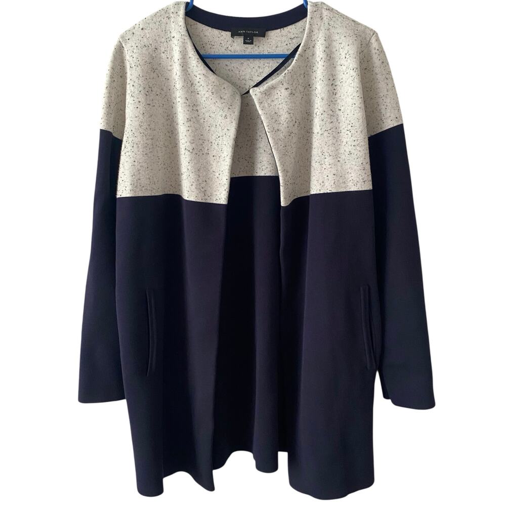 ANN TAYLOR Heavyweight Colorblock Open Front Cardigan Sweater Size Medium